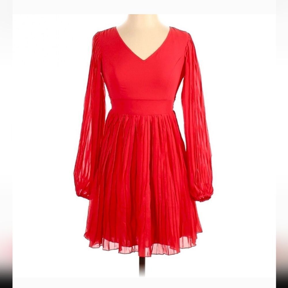 Jessica Simpson Red Pleated Fit and Flare Dress XS